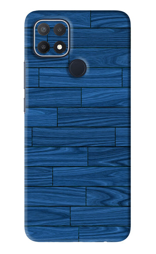 Blue Wooden Texture Oppo A15s Back Skin Wrap
