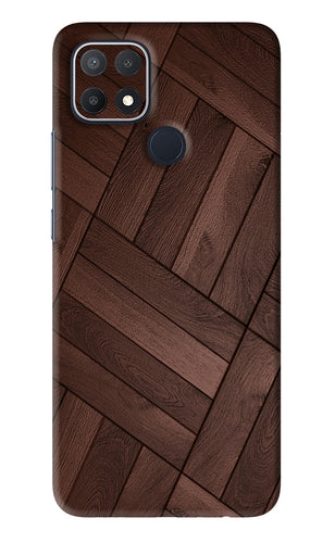 Wooden Texture Design Oppo A15s Back Skin Wrap