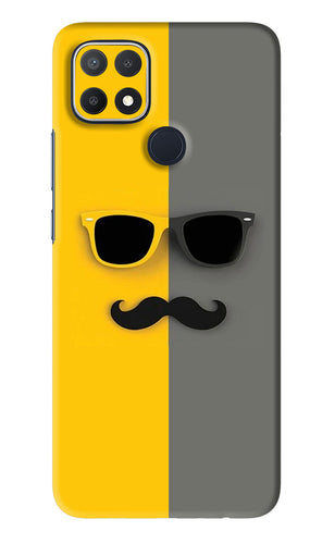 Sunglasses with Mustache Oppo A15s Back Skin Wrap