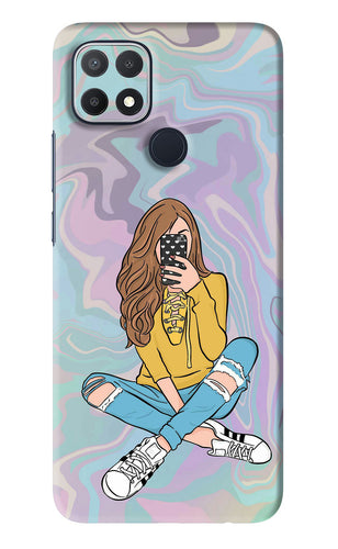 Selfie Girl Oppo A15s Back Skin Wrap