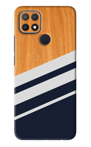 Black And White Wooden Oppo A15s Back Skin Wrap