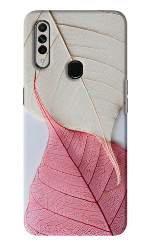 White Pink Leaf Oppo A31 Back Skin Wrap