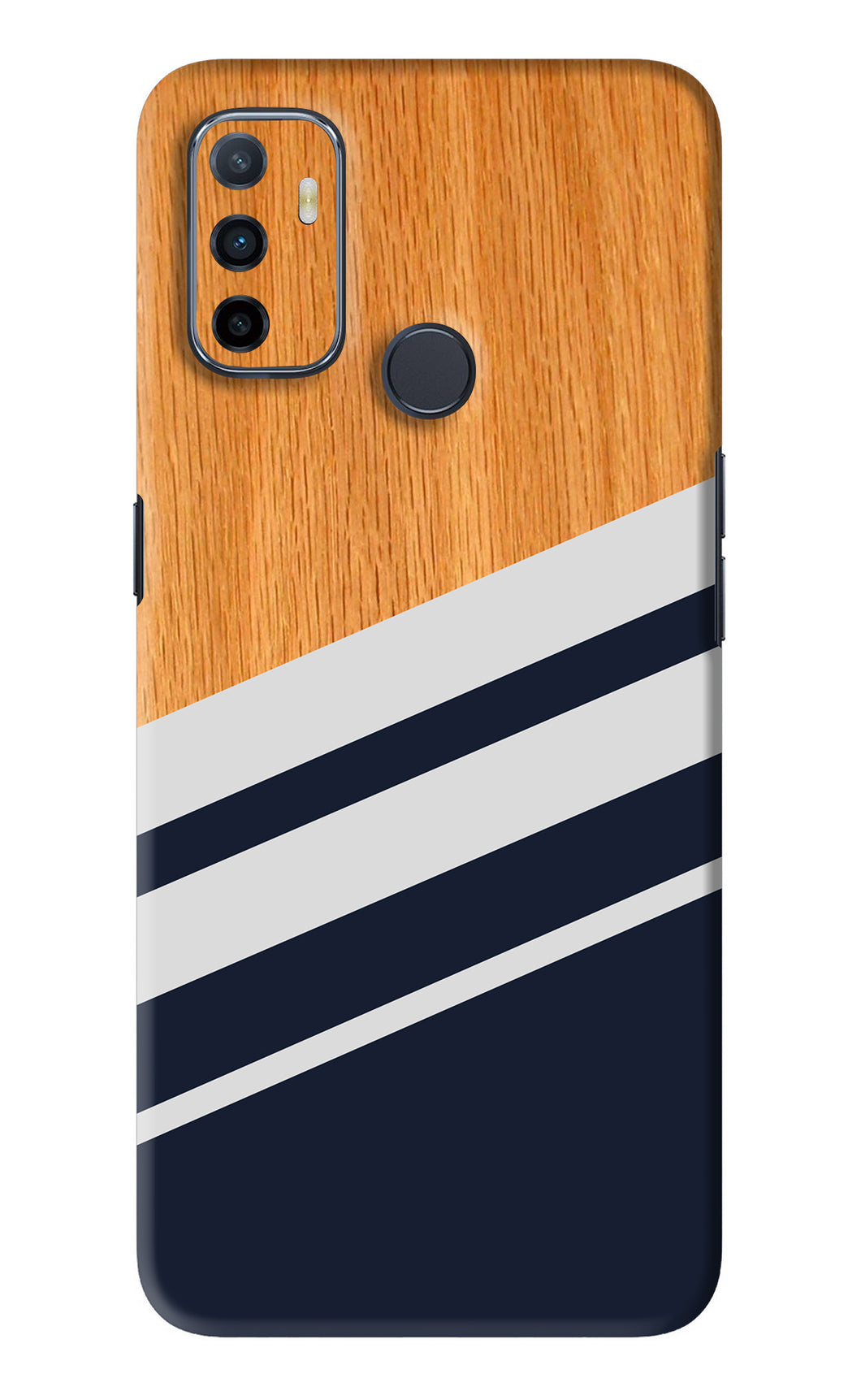 Black And White Wooden Oppo A53 Back Skin Wrap