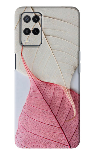 White Pink Leaf Oppo A54 Back Skin Wrap
