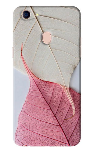 White Pink Leaf Oppo F5 Back Skin Wrap