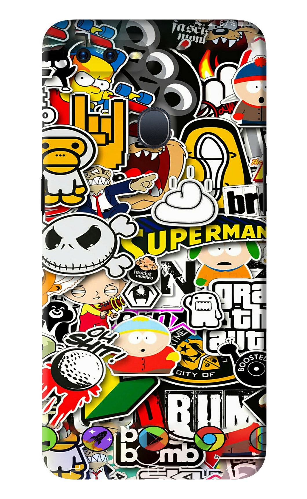 Sticker Bomb Oppo F9 Pro Back Skin Wrap