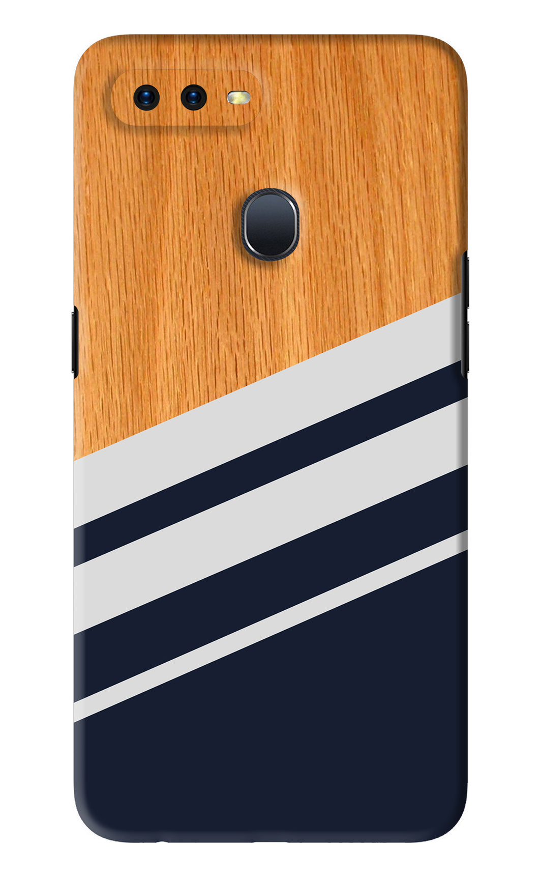 Black And White Wooden Oppo F9 Pro Back Skin Wrap