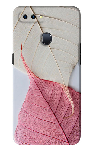 White Pink Leaf Oppo F9 Pro Back Skin Wrap
