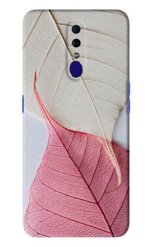 White Pink Leaf Oppo F11 Back Skin Wrap