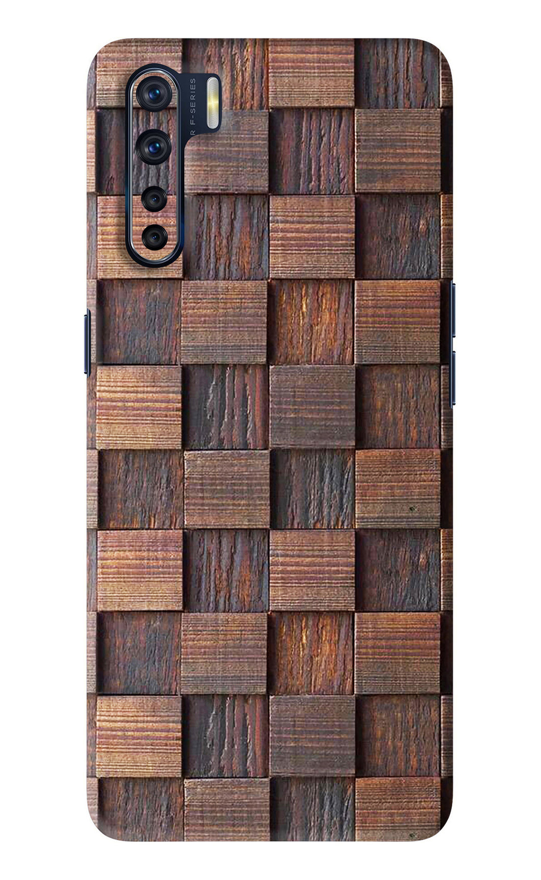 Wooden Cube Design Oppo F15 Back Skin Wrap