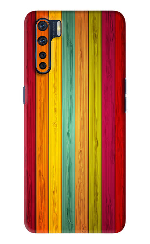 Multicolor Wooden Oppo F15 Back Skin Wrap