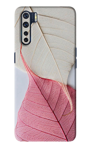 White Pink Leaf Oppo F15 Back Skin Wrap
