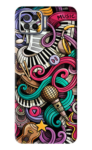Music Abstract Oppo F17 Back Skin Wrap