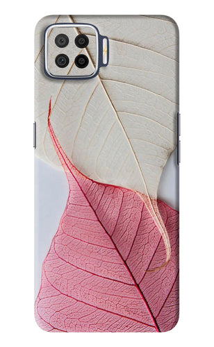 White Pink Leaf Oppo F17 Back Skin Wrap