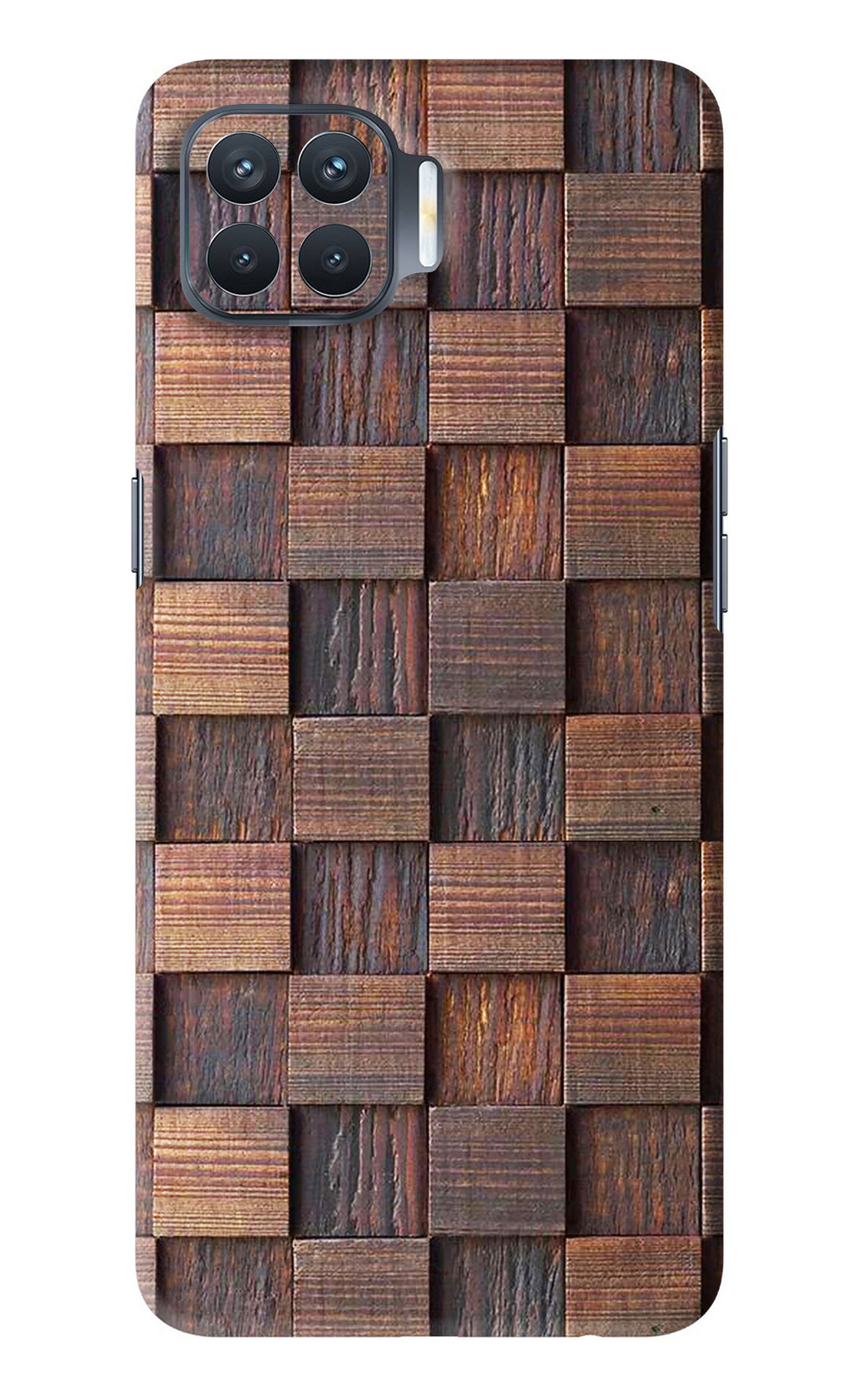 Wooden Cube Design Oppo F17 Pro Back Skin Wrap