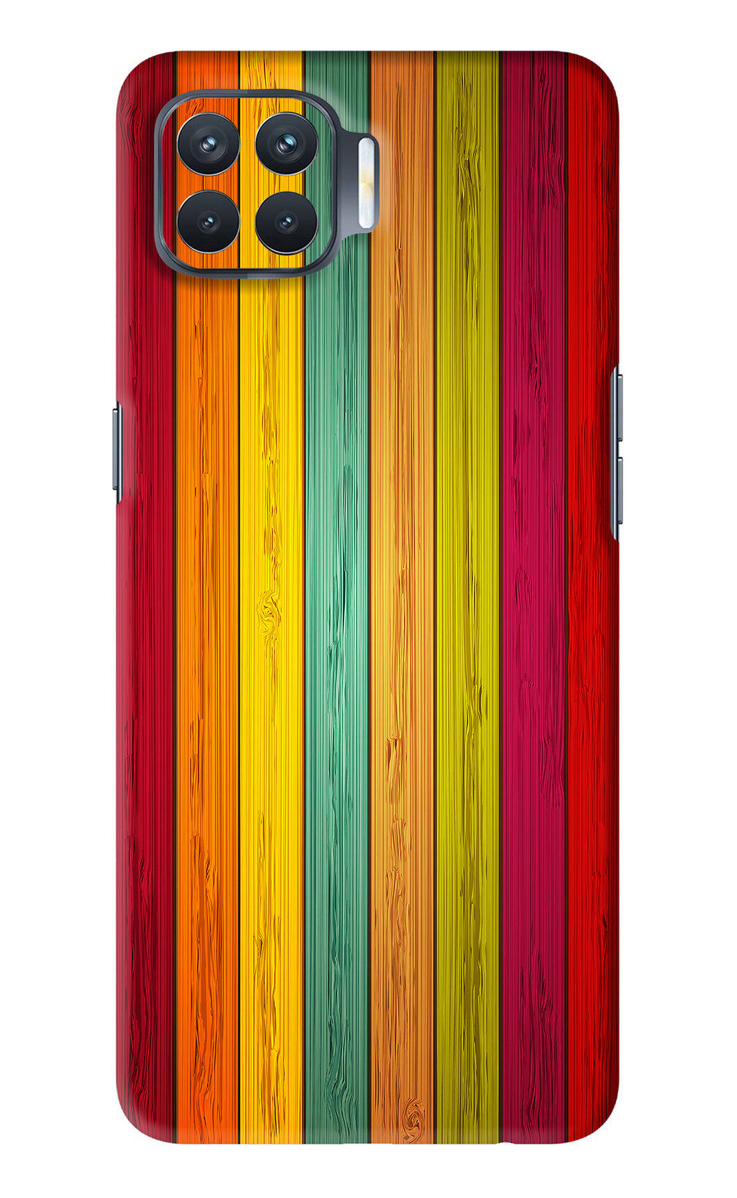 Multicolor Wooden Oppo F17 Pro Back Skin Wrap