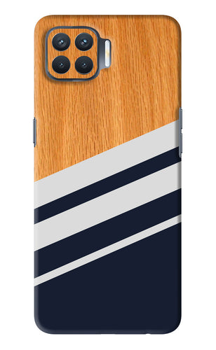 Black And White Wooden Oppo F17 Pro Back Skin Wrap
