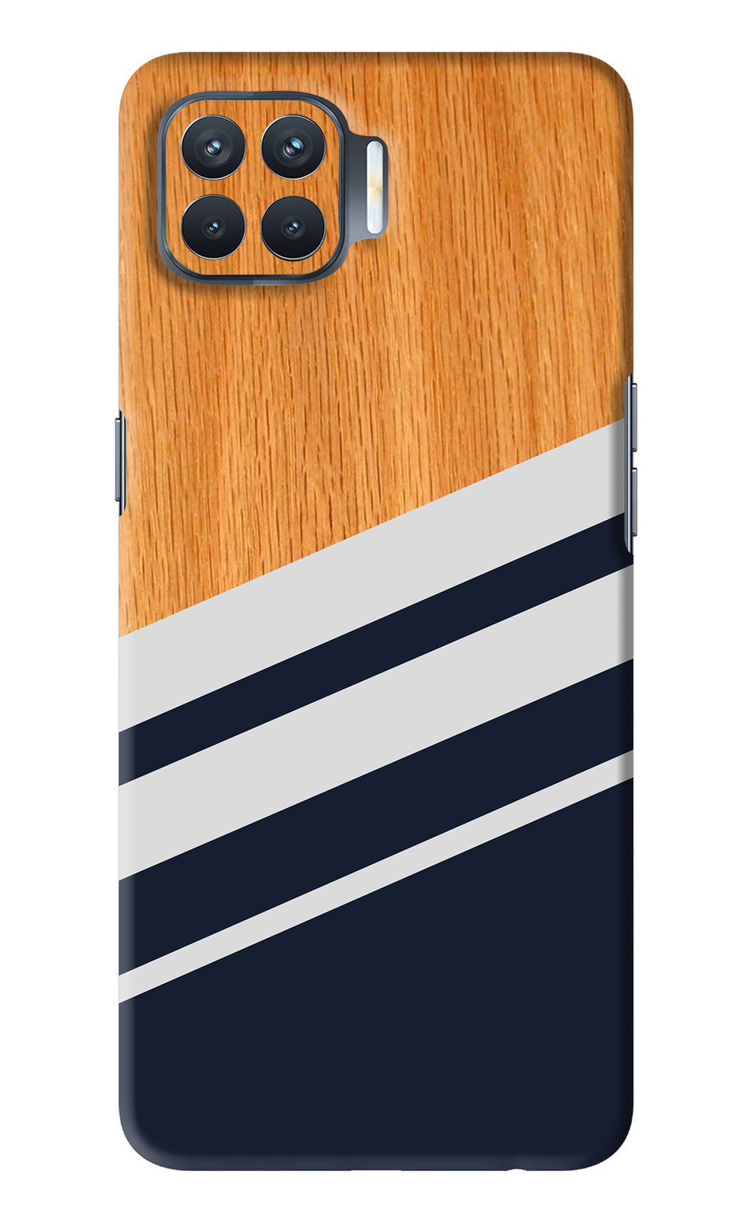 Black And White Wooden Oppo F17 Pro Back Skin Wrap