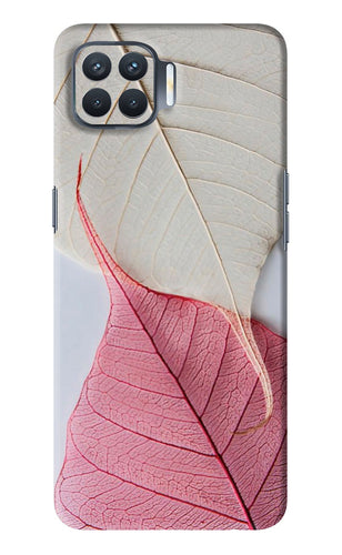 White Pink Leaf Oppo F17 Pro Back Skin Wrap