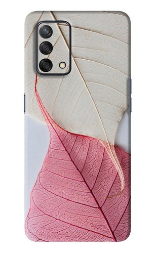 White Pink Leaf Oppo F19 Back Skin Wrap