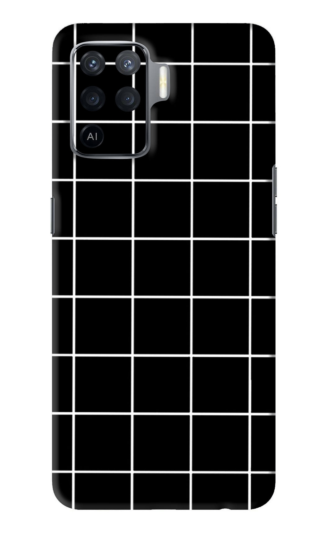 White Grid Oppo F19 Pro Back Skin Wrap