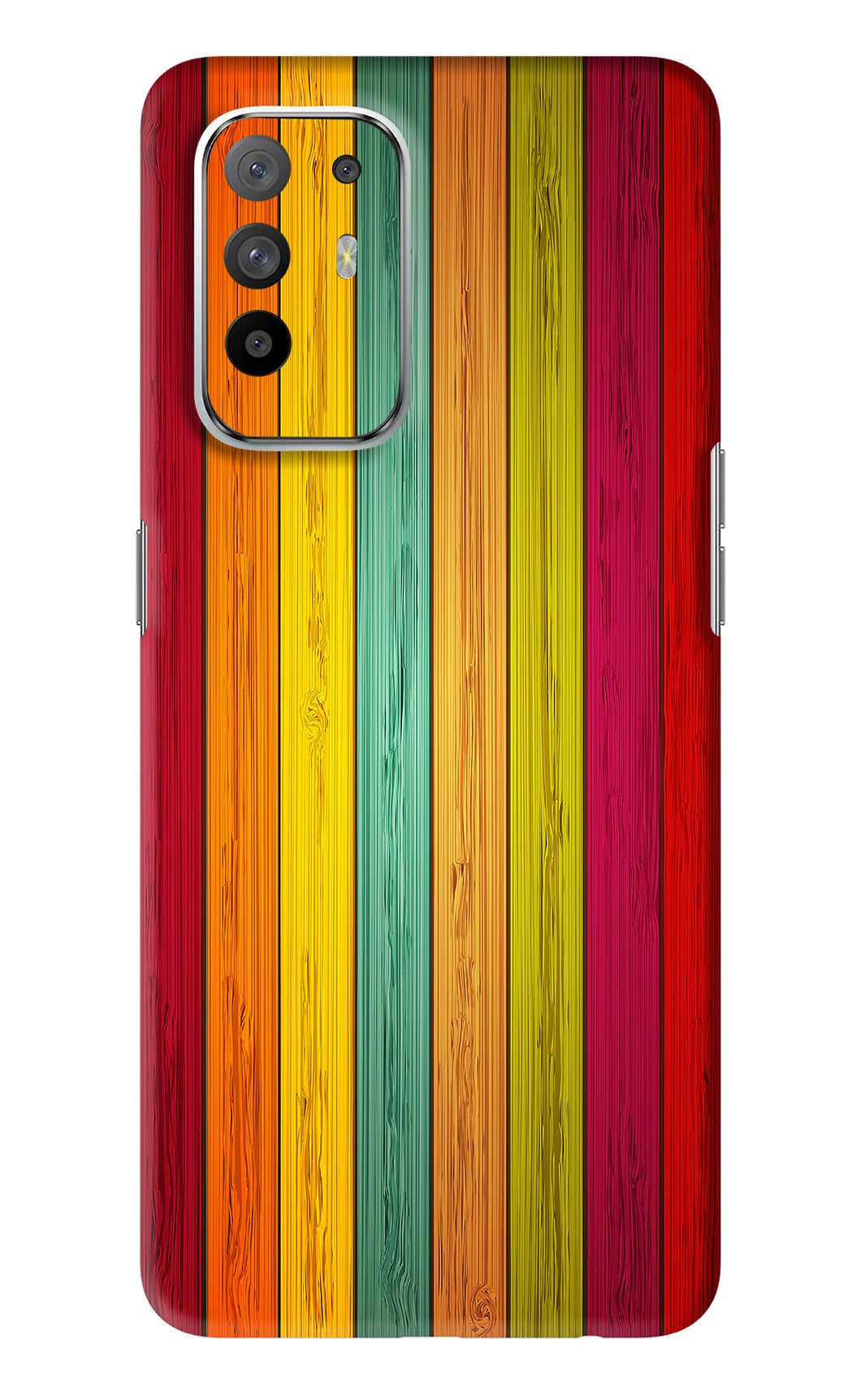 Multicolor Wooden Oppo F19 Pro Plus Back Skin Wrap