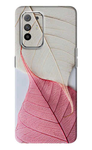 White Pink Leaf Oppo F19 Pro Plus Back Skin Wrap