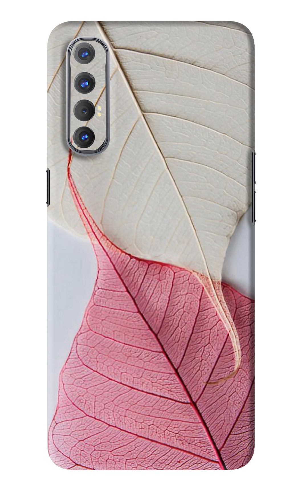 White Pink Leaf Oppo Reno 3 Pro Back Skin Wrap