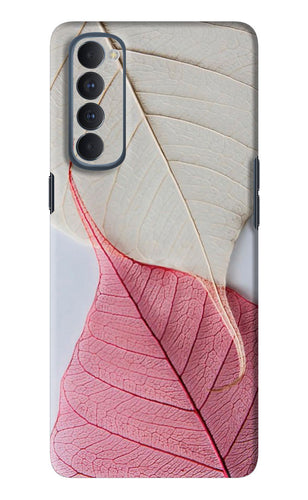 White Pink Leaf Oppo Reno 4 Pro Back Skin Wrap
