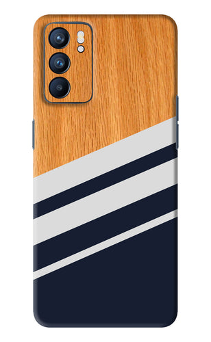 Black And White Wooden Oppo Reno 6 Back Skin Wrap