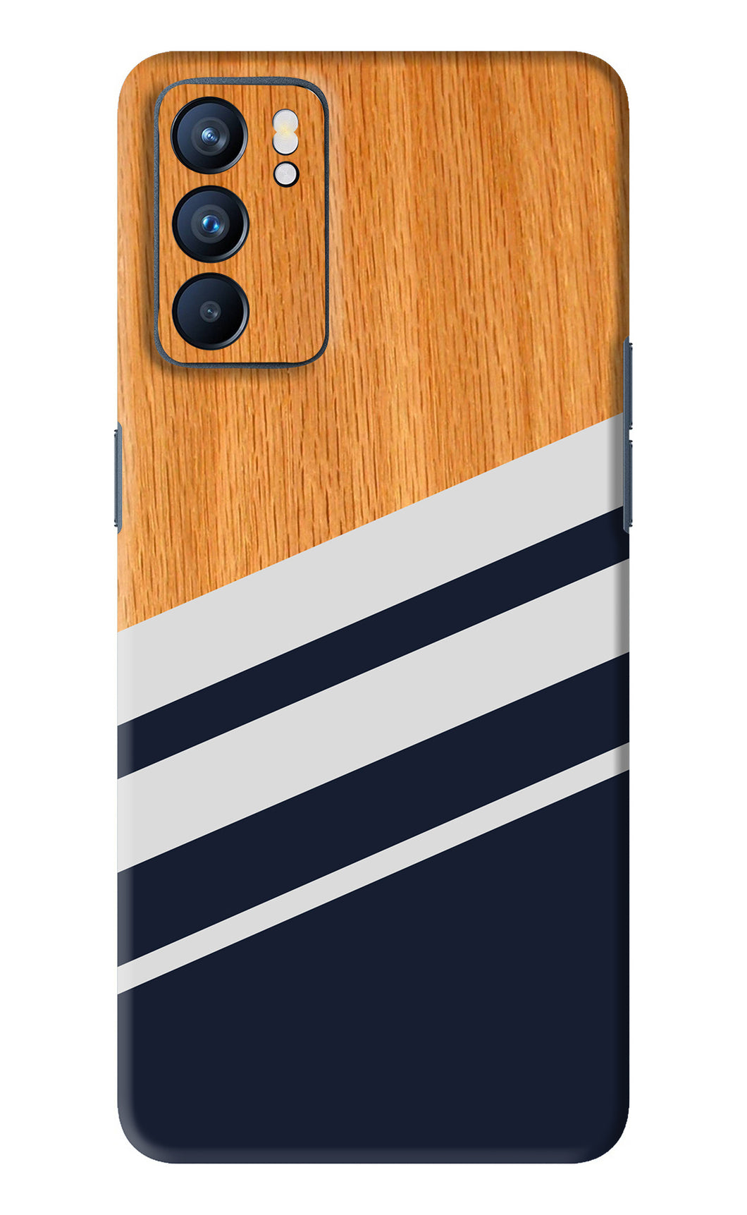 Black And White Wooden Oppo Reno 6 Back Skin Wrap