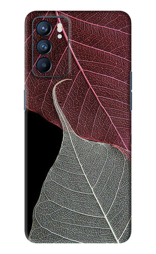 Leaf Pattern Oppo Reno 6 Back Skin Wrap