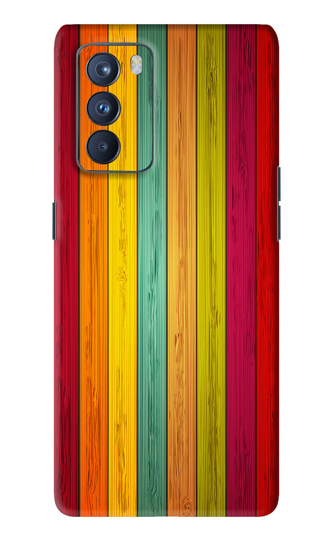 Multicolor Wooden Oppo Reno 6 Pro 5G Back Skin Wrap