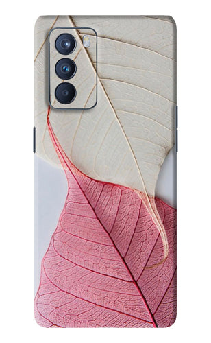 White Pink Leaf Oppo Reno 6 Pro 5G Back Skin Wrap