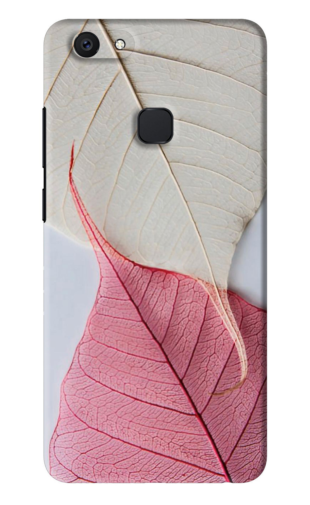 White Pink Leaf Vivo V7 Back Skin Wrap