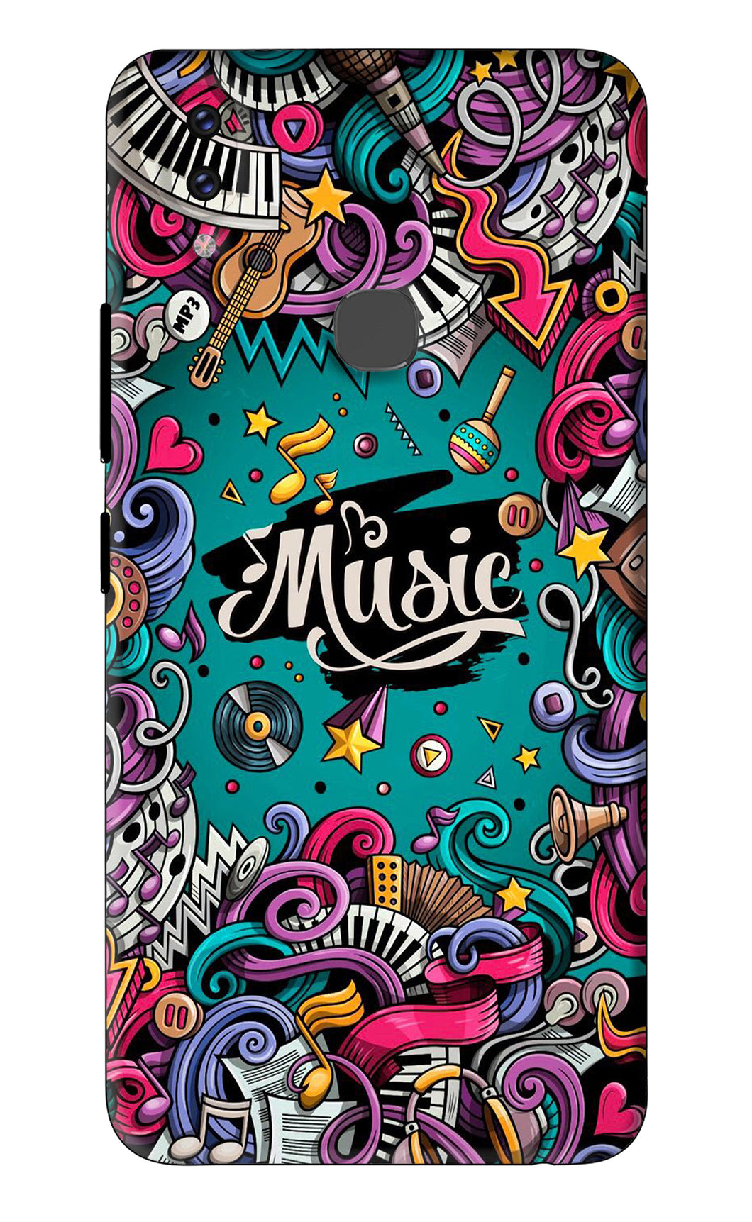 Music Graffiti Vivo V9 Youth Back Skin Wrap