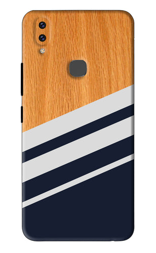 Black And White Wooden Vivo V9 Youth Back Skin Wrap