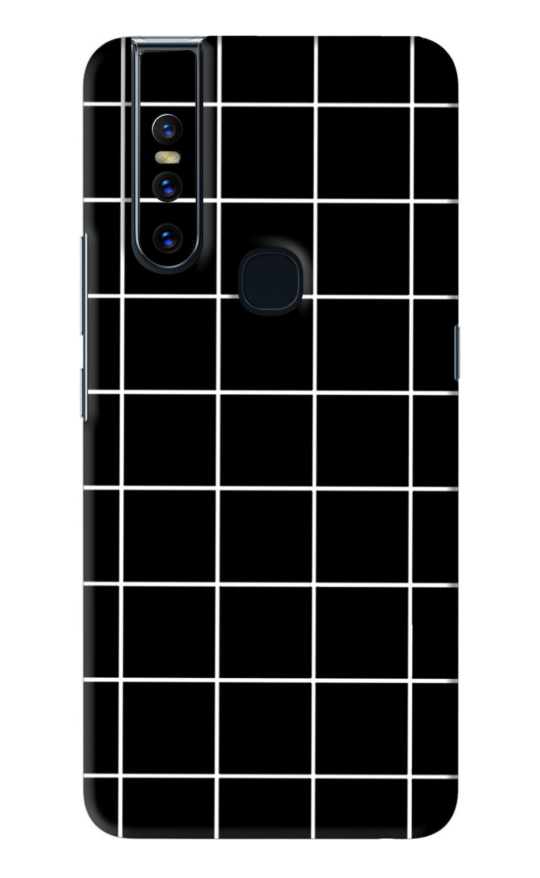 White Grid Vivo V15 Back Skin Wrap