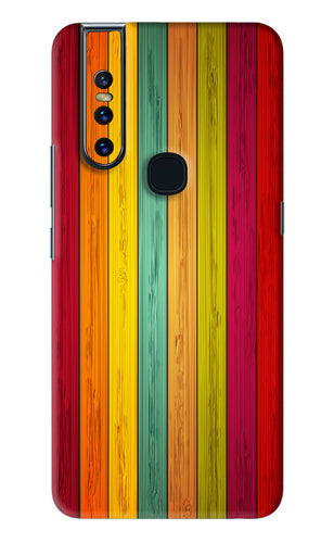 Multicolor Wooden Vivo V15 Back Skin Wrap