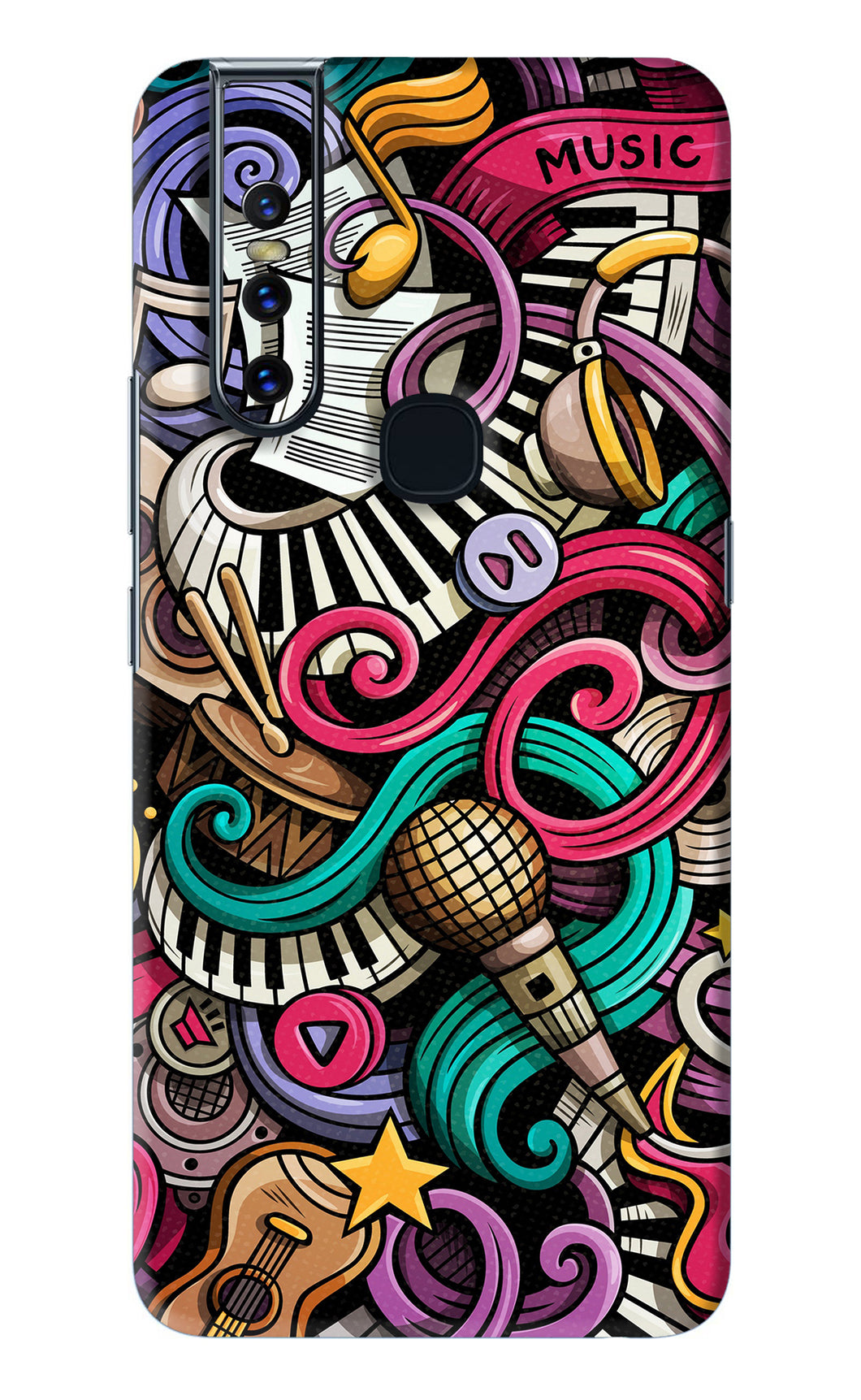 Music Abstract Vivo V15 Back Skin Wrap