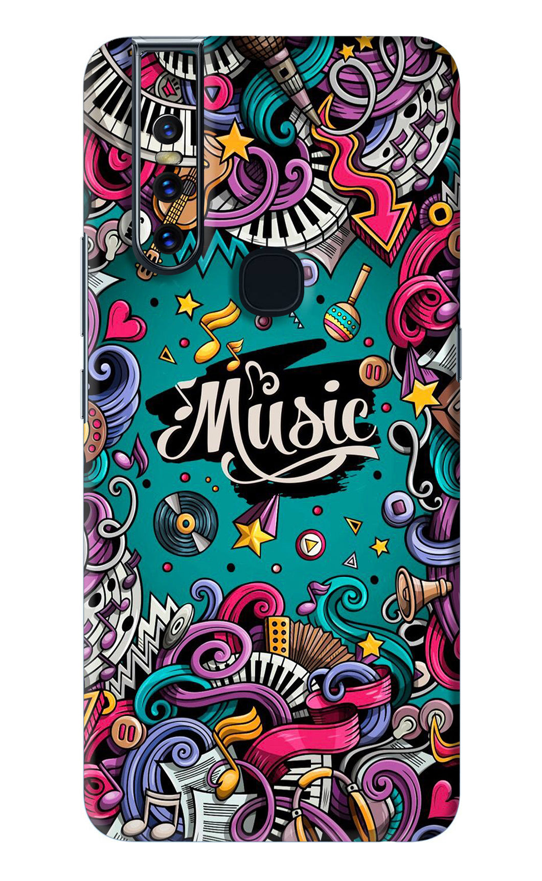 Music Graffiti Vivo V15 Back Skin Wrap
