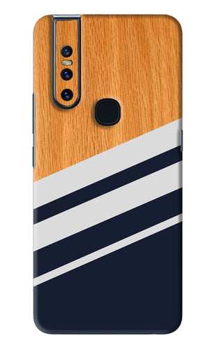 Black And White Wooden Vivo V15 Back Skin Wrap
