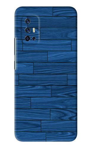 Blue Wooden Texture Vivo V17 Back Skin Wrap