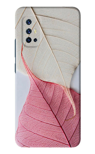 White Pink Leaf Vivo V17 Back Skin Wrap