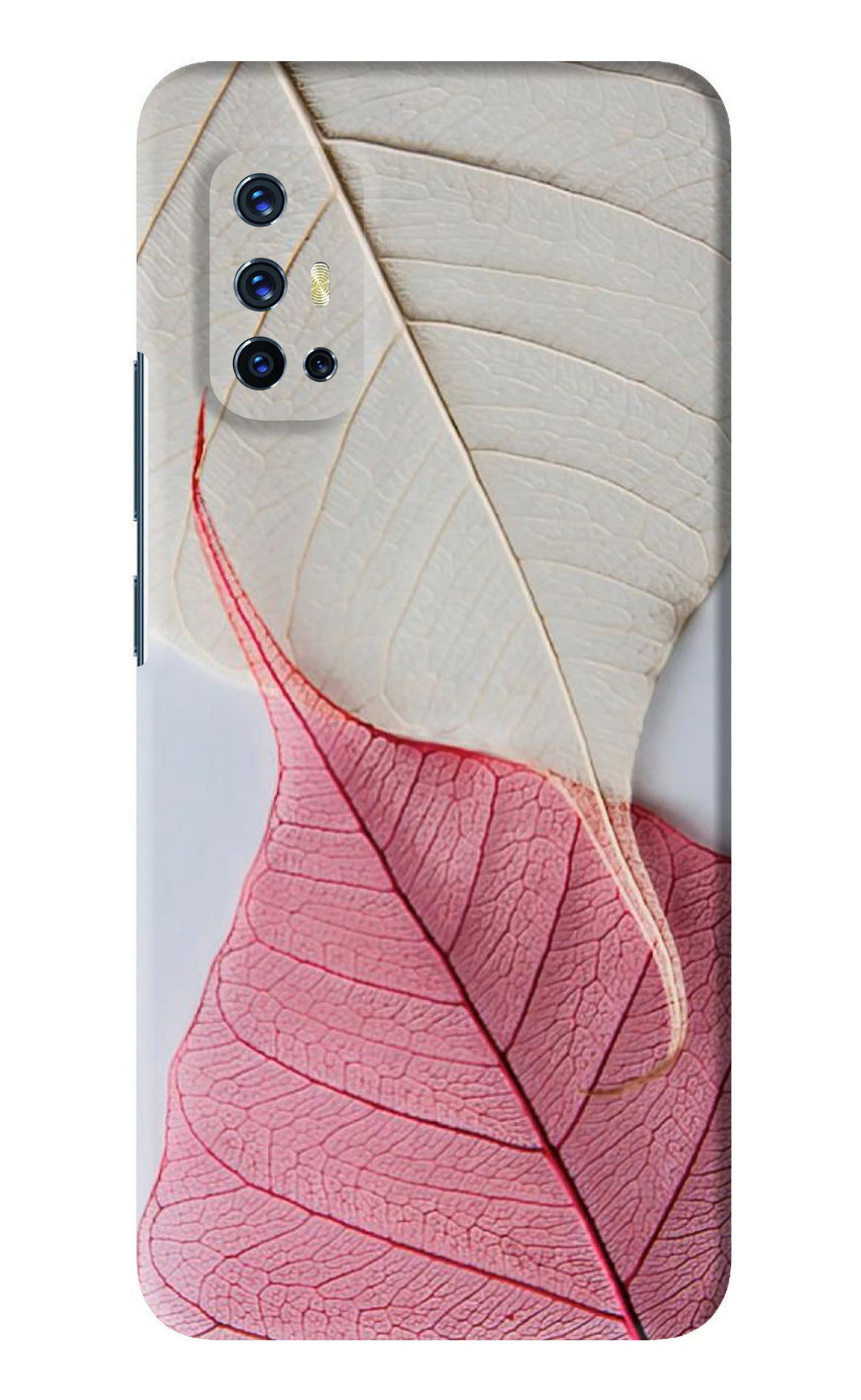 White Pink Leaf Vivo V17 Back Skin Wrap