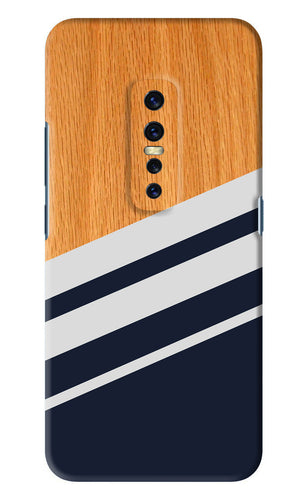 Black And White Wooden Vivo V17 Pro Back Skin Wrap