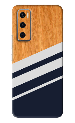 Black And White Wooden Vivo V20 SE Back Skin Wrap