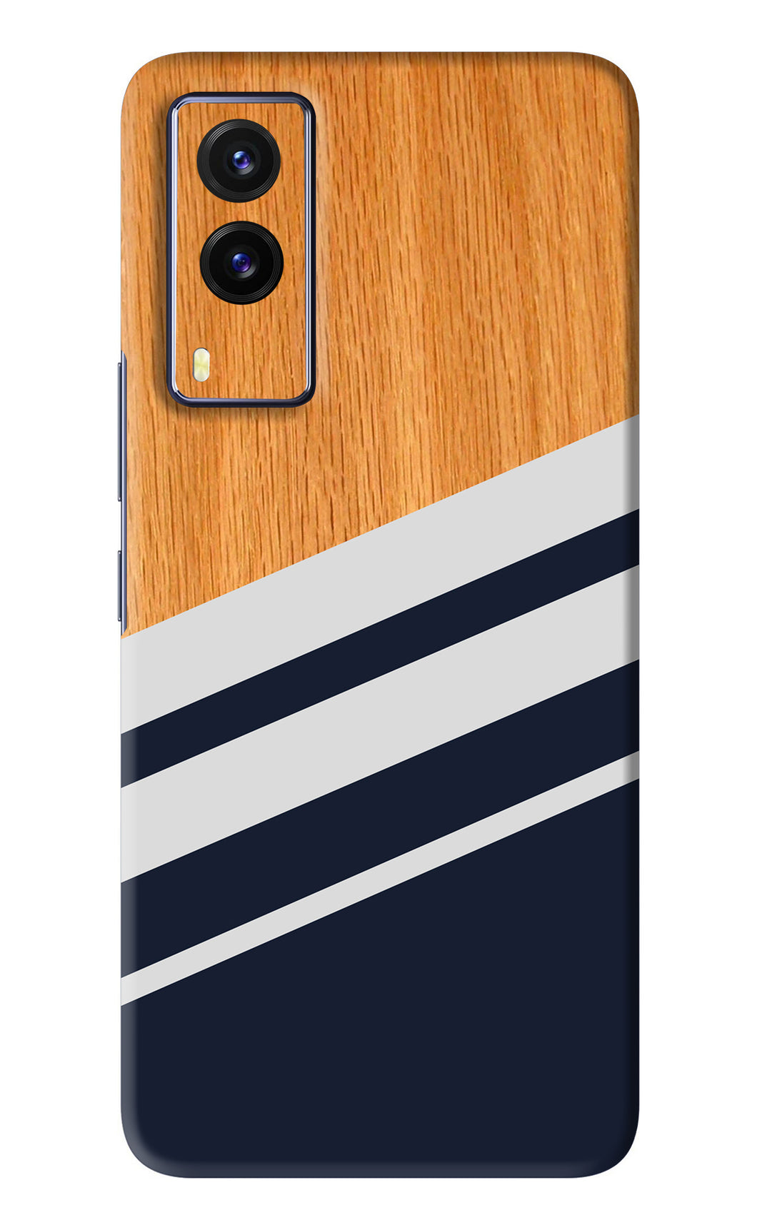 Black And White Wooden Vivo V21E Back Skin Wrap