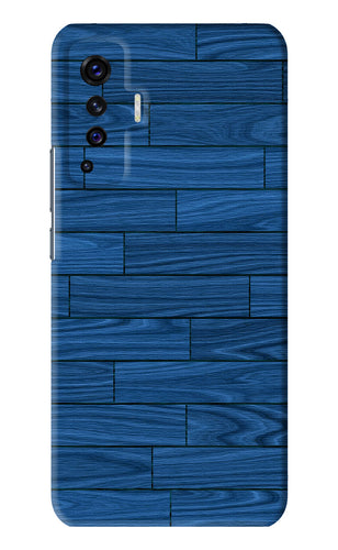 Blue Wooden Texture Vivo X50 Back Skin Wrap