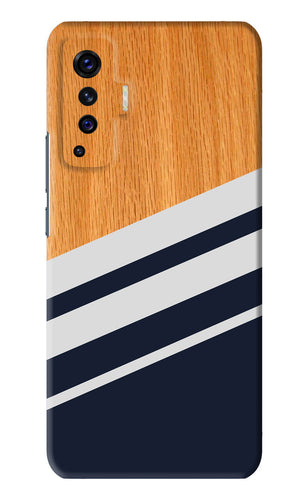 Black And White Wooden Vivo X50 Back Skin Wrap